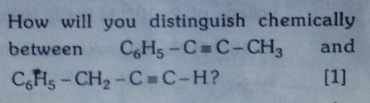 Question image for how to distinguish chemically between the two comp